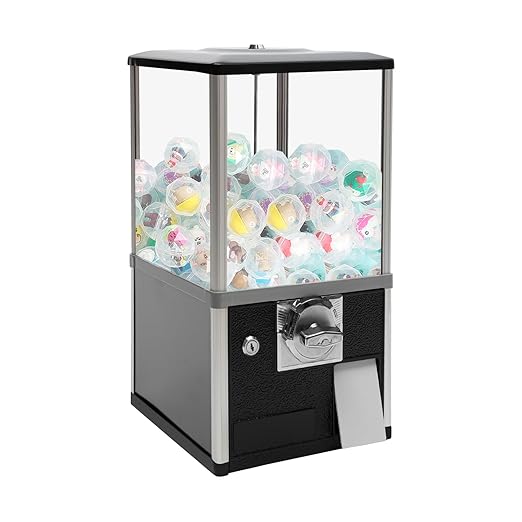 Gumball Vending Machine,Huge Load Capacity Candy Gumball Machine Bank, 2 25 Cent Coins Each Side, Gum Ball Vending Machine for 1.77 Gadgets,Candy Vending Machine for 25 Cent Coin Only, Black
