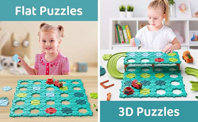 Updated Logical Road Builder Games, STEM Family Board Game, Large Educational Smart Brain Teasers Puzzles Toys, Preschool Learning Montessori Birthday Gift for Boys Girls Age 4-8 (Family Edition)