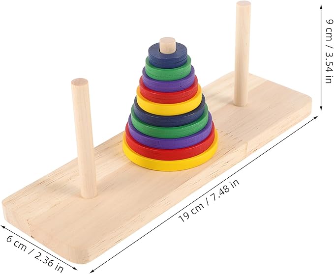 Hanoi Tower Toy - 2 Set Logic Tower Playing DIY Game Hanoi Teasers of Intellectual Mathematical Wooden Game Board Puzzle Party Puzzle