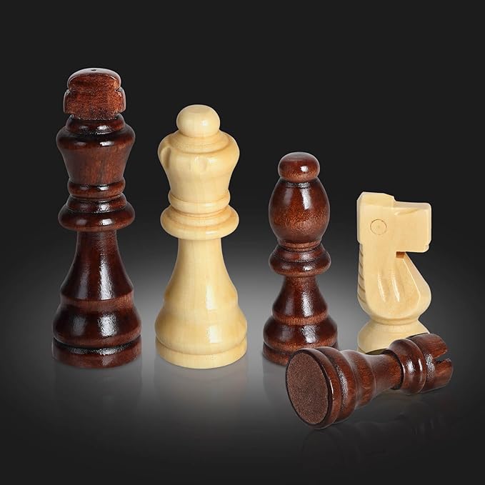 FanVince Chess Set 15" Wooden Board Game - Wood Sets with 2 Storage Bags and 2 Extra Queens - Gifts Box for Men Dad