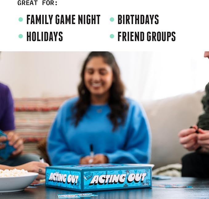 Acting Out [Fun Charades & Guessing Card Game For Kids, Tweens, And Adults | 200 Hilarious Card Prompts | Perfect For Family Game Night, Gifts, Reunions, Groups, Parties & More | Ages 12 And Up]