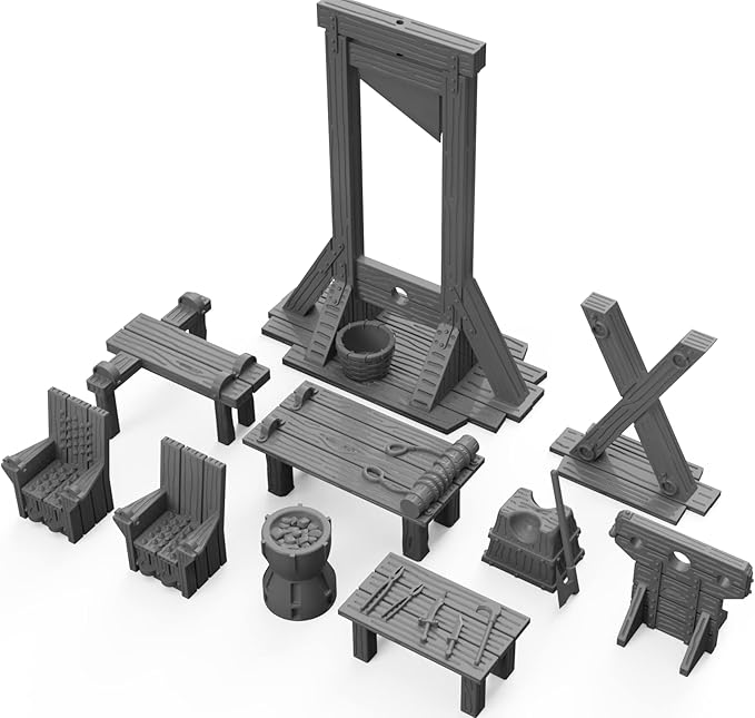Dungeon Torture Chamber Furniture Set DND Terrain 28mm for Dungeons and Dragons, D&D, Pathfinder, Warhammer 40k, RPG, Miniatures, Age of Sigmar, Tabletop, D and D, Dungeons and Dragons Gifts