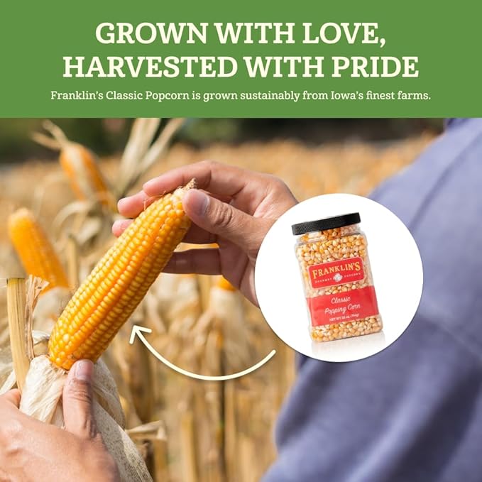 Franklin's Gourmet Popcorn Classic Unpopped Popcorn Kernels, 2 Pack of 28oz. Tub