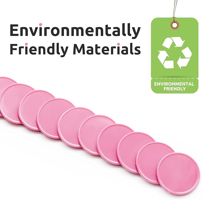 Set of 100 Opaque Plastic Learning Counters Mini Poker Chips Game Tokens with Storage Box (Pink, 1 Inch)