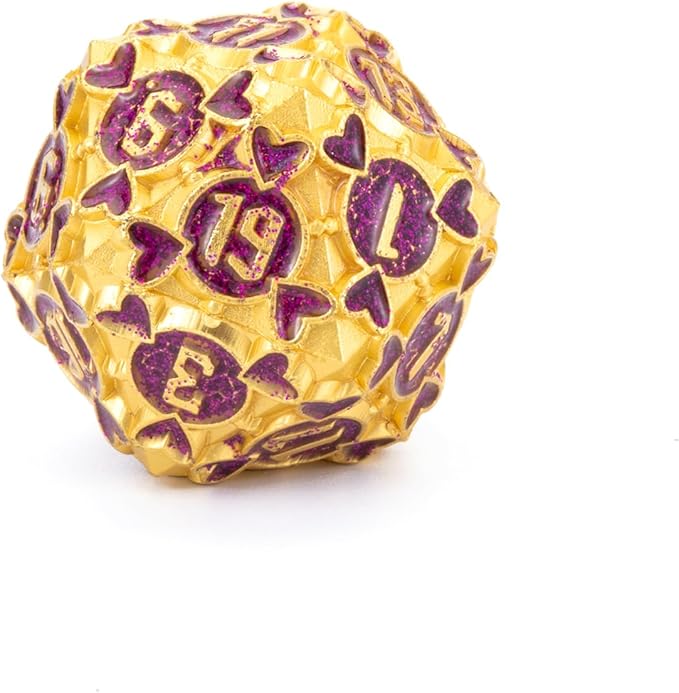 DND Metal Dice 7pcs DND dice Set Box for Dungeons and Dragons MTR PRG Tabletop Games (Gold-Purple)