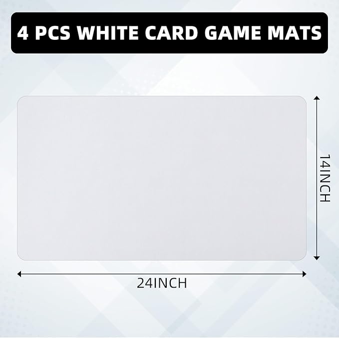 Yexiya 4 Pcs Card Game Mats 14 x 24 Inch Playmat Sublimation Blanks Playmat Smooth Card Playing Mat for Board Games,and Collectible Playing(White)