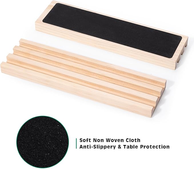 Wooden Domino Racks Set of 8 - Natural Wood Tray Organizer for Mexican Train, Chickenfoot, Classic Domino Games - Durable, Stackable (Dominoes Not Included)