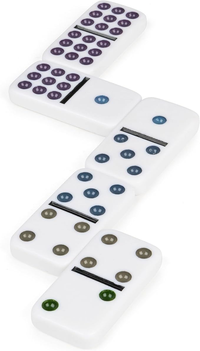 Double Nine Dominoes Set in Storage Tin, for Families and Kids Ages 8 and up