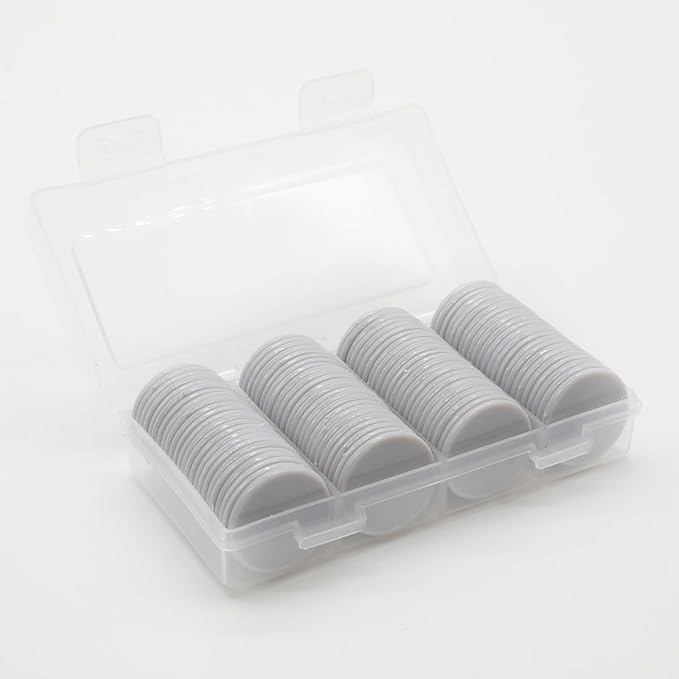 Set of 100 Opaque Plastic Learning Counters Mini Poker Chips Game Tokens with Storage Box (LightGray, 1.58 Inch)