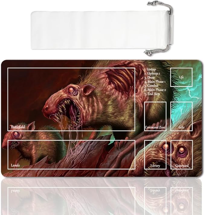 Board Game MTG Playmat Games Size 60X35 cm CCG Compatible for TCG RPG CCG Play mats (Rotting-Rats-Zone)
