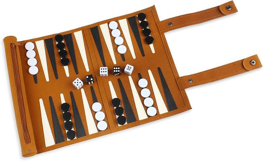 Andux Roll-up Leather Backgammon Board Game PGSLQ-01