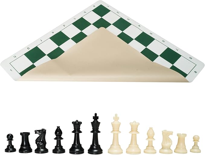 VEVOR Chess Set, 20 Inch Roll-Up Beginner Chess Board, Foldable Silicone Chess Game with Plastic Weighted Chess Pieces & Storage Bag, Portable Travel Chess Board Gift,Christmas Crafts Xmas Gift