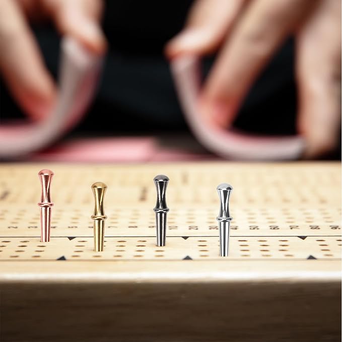 208pcs Cribbage Board Pegs, Metal Cribbage Pegs Tapered Design Cribbage Board Pins Fit 1/8 Hole Cribbage Traditional Board Game for Friends and Family, 4 Colors