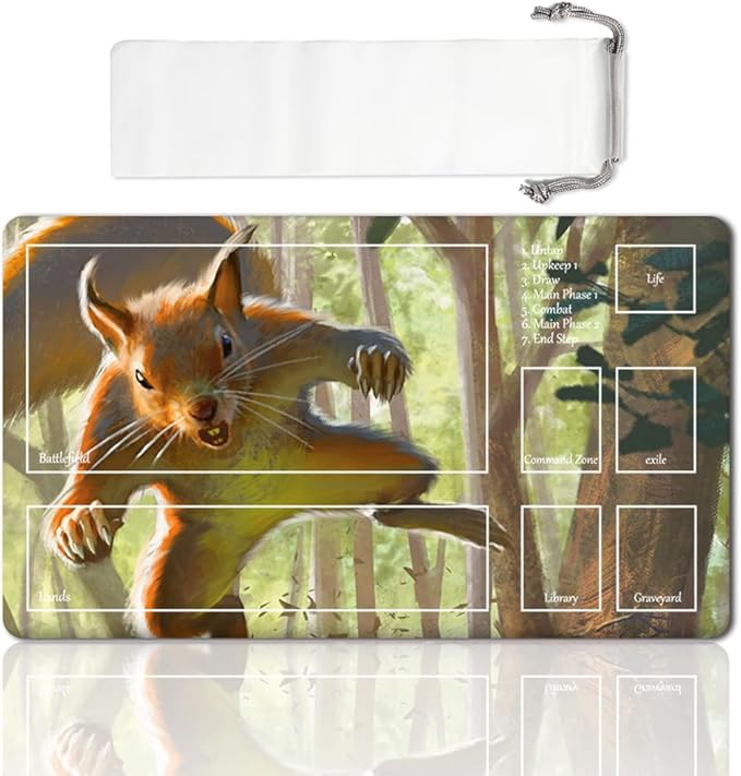 Board Game MTG Playmat Games Size 60X35 cm CCG Compatible for TCG RPG CCG Play mats (Squirrel-Token-Zone)