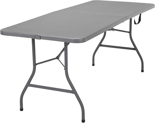 COSCO 6 ft Fold-in-Half Banquet Table w/Handle, 6ft, Grey