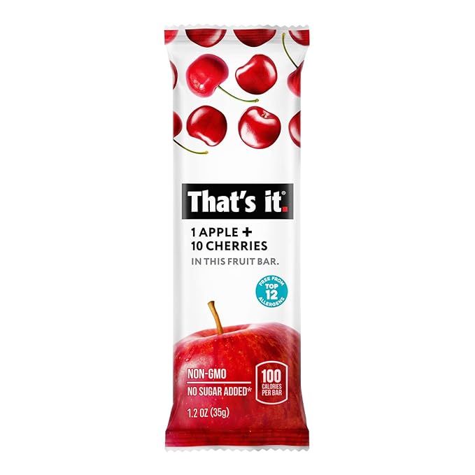 That's it. Fruit Bars 12 Variety Pack 100% Natural Real Fruit Bar, High Fiber Vegan, Gluten Free, Paleo, Non-GMO No Sugar Added (6 Mango, 6 Cherry)