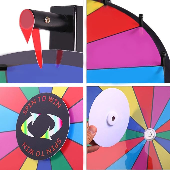 24 Inch Heavy Duty Spinning Prize Wheel - 14 Slots Color Tabletop Roulette Wheel of Fortune - Spin the Wheel with Dry Erase Marker and Eraser Win - Spinner Wheel Game for Carnival and Trade Show