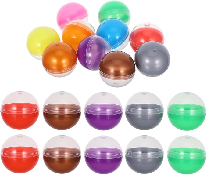 Vaguelly 50pcs Plastic Fillable Capsules 1.3 Inch Vending Machine Capsules Bauble Sphere Openable Twisted Balls Sphere Grab Balls Claw Machines Prizes Containers