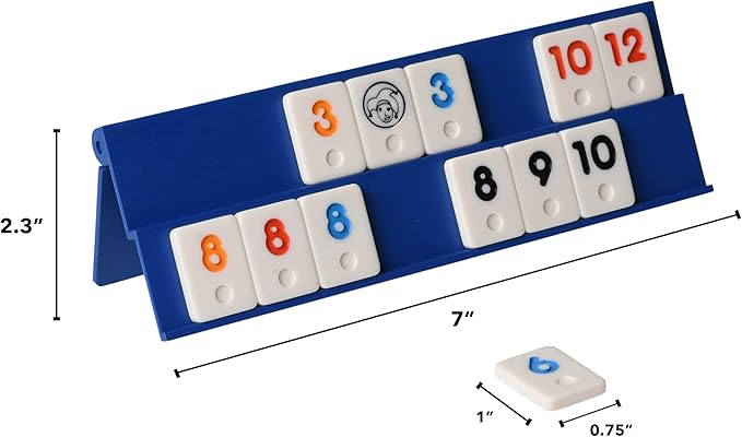 Point Games Classic Mini Rummy Game Set with 4 Exclusive Folding Playing Racks in Super Durable Travel Bag, for 2-4 Players Great Gift for Adults and Kids