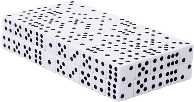 Regal Games Dice Set 6 Sided - Playing White 16mm Set of Dice - Square Dice for Classroom or Family Game Night - 100 Dice