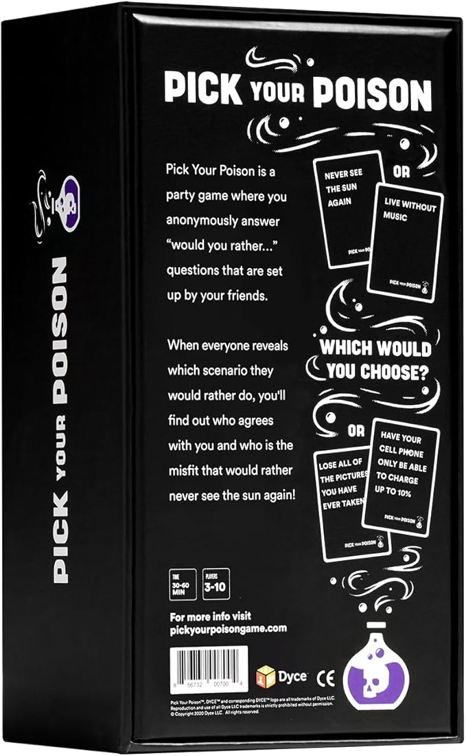 Pick Your Poison Party Game - The “What Would You Rather Do?” Family Card Game - for Kids, Tweens, Teens, College Students, Adults and Families, at Fun Parties and Board Games Night with Your Group