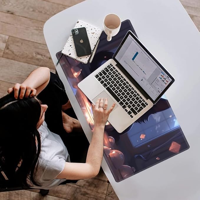 Playmat with Zones for MTG Card Game, 24"x14" Commander Deck Gaming Desk Mat, Tabletop Magic Play Mat for Beginner, Cat Crystal Ball