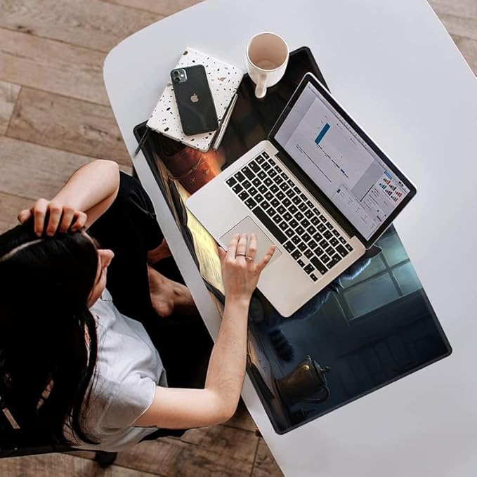 Playmat with Zones for MTG Card Game Playing, Game Mats Tabletop Magic Play Mats 24"x14" Commander Deck Gaming Desk Duel Mat Card Gameplay Mats for Beginner, Cat and Dungeons