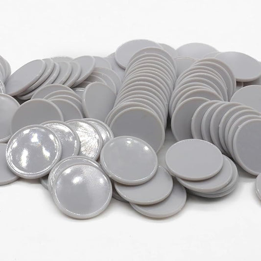 Set of 100 Opaque Plastic Learning Counters Mini Poker Chips Game Tokens with Storage Box (LightGray, 1.58 Inch)