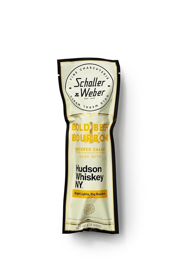 Schaller & Weber Bold Beef & Bourbon Uncured Salami, Made with Hudson Whiskey, No Artificial Ingredients, Gluten Free, 5 Ounce (Pack of 1)