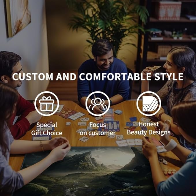 Playmat with Zones for MTG Card Game, 24"x14" Commander Deck Gaming Desk Mat, Tabletop Magic Play Mat for Beginner, Cat Crystal Ball