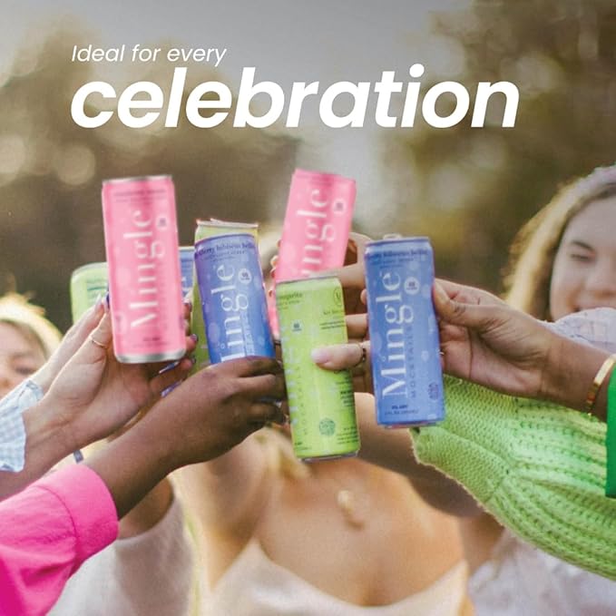 Mingle Mocktails - Variety Pack, Blackberry Hibiscus Bellini, Cranberry Cosmopolitan, Key Lime Margarita - Premium Non Alcoholic Cocktails, 12 FL OZ Cans (Pack of 12)