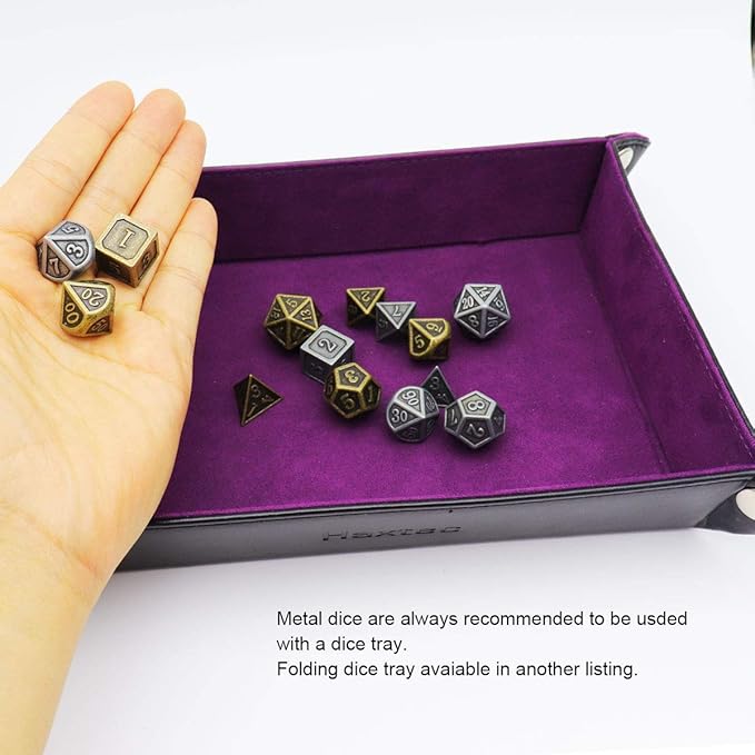 Haxtec Pirate Metal DND Dice Set D&D Dungeons and Dragons TTRPG Games (2 Pack-Antique Iron & Antique Bronze)