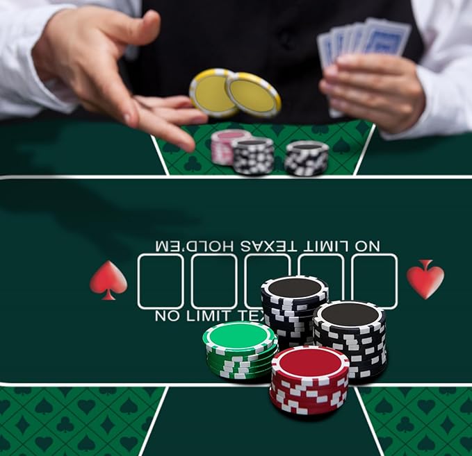 nuveti 79 x 39 Foldable Texas Poker Card Tabletop Layout Portable Anti-Slip Rubber Board Game Mat Smooth Premium Surface, Noise Reduction Poker Mat for Table