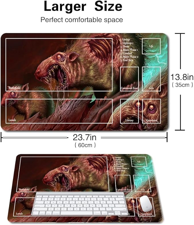 Board Game MTG Playmat Games Size 60X35 cm CCG Compatible for TCG RPG CCG Play mats (Rotting-Rats-Zone)