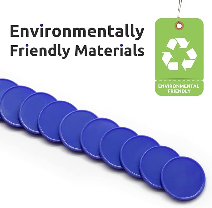 Set of 100 Opaque Plastic Learning Counters Mini Poker Chips Game Tokens with Storage Box (Blue, 1.26 Inch)