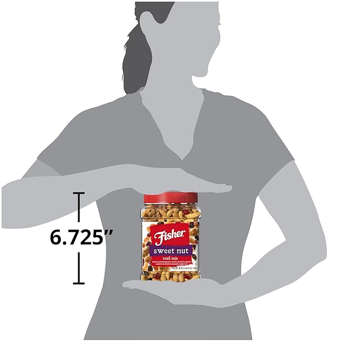 Fisher Snack Sweet Nut Bulk Trail Mix, 38 oz (Pack of 1), Honey Roasted Peanuts, Raisins, Frosted Walnuts, Cashews, Dried Sweetened Cranberries, Healthy Snacks for Adults & Kids, Dried Fruit, Trail Mix Snacks