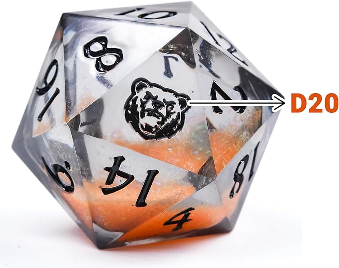DND Dice Set - Handcrafted Liquid Core Sharp Edge 7-Die Resin Dice with Colorful Quicksand Effect，for DND, RPG, MTG, Tabletop Games（BLBZE BEHR Soul）