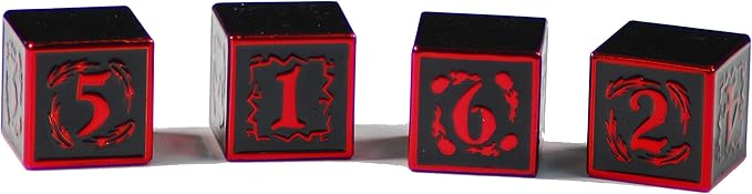 Metal Dice Set Collection for DND and All TRPG Games (Nightwatch, Red 4D6)