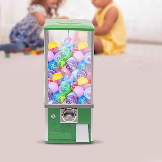 Vending Machine, Candy Gumball Machine Huge Load Capacity Gumball Bank Candy Buy Vending Machine Ball Diameter 1.06-1.77 Inch for Retail Stores Game Stores 10.24x10.24x25.2 in (Dark Green)