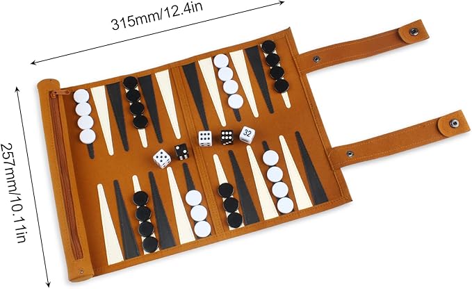 Andux Roll-up Leather Backgammon Board Game PGSLQ-01