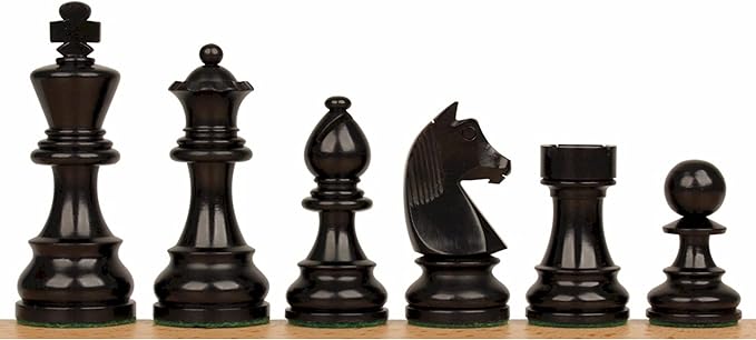 Hastha Kalalu | Tournament Series Staunton Style Chess Pieces Only Chess Set, German Knight Luxury Wooden Chess Set, Hand Carved Weighted Chess Pieces (Ebonized Boxwood: Boxwood, 3 Inches)