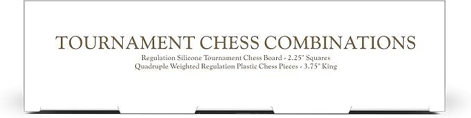 A&A Tournament Chess Set/ 20''x20'' Foldable Silicone Chess Board / 3.75'' King Height Plastic Quadruple Weighted Classic Staunton Pieces/Storage Bag for 6 Years Old - 2 Players
