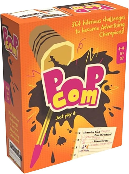 Pop Com - Hillarious Party Game, 364 Challenges to Become Advertising Champions, Offbeat Family Card Game, Ages 13+, 4-14 Players, 20 Min