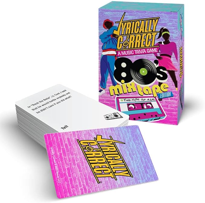 Lyrically Correct 80’s Mixtape Hip Hop, R&B, Funk & Pop Music Trivia Card Game for Friends, Fun Party Game for Adults, Family Gatherings, Finish The Lyrics Challenge, and 80s Music