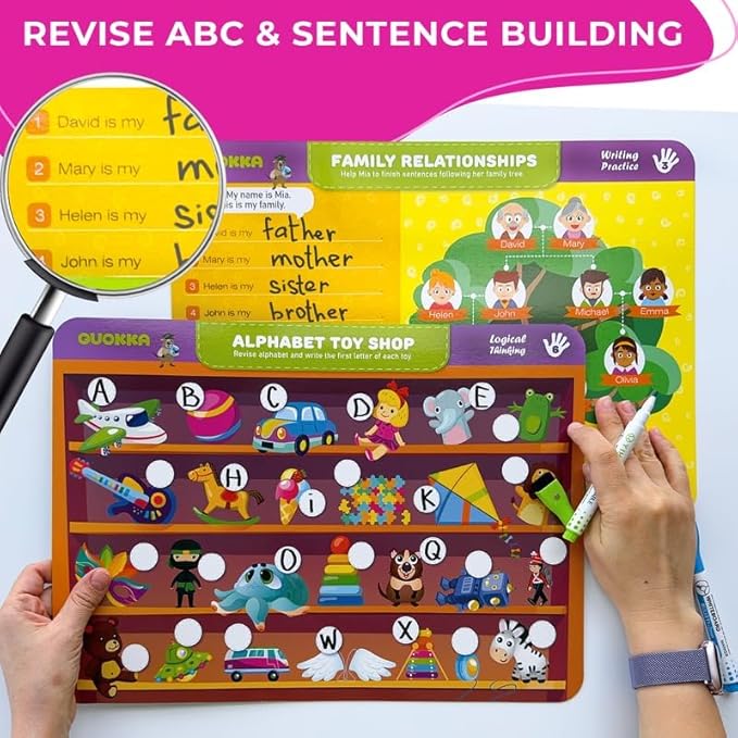 QUOKKA Busy Book Practice Handwriting for Kids - Numbers - Learn to Count for Toddlers 3-5 | 30 Tasks | Pre K ABC Letter Tracing | Homeschool Preschool Learning Activities