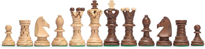 Husaria European International Wooden Chess Game Set, Ambassador - 21.7 Inches - Large-Size Chess Set with Handcrafted Chessmen and Felted Folding Board