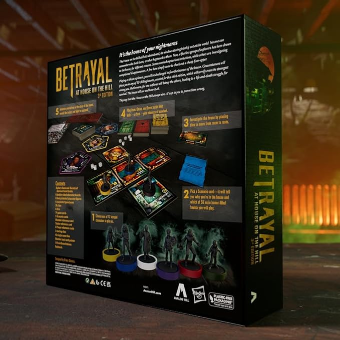 Avalon Hill Hasbro Gaming Betrayal at The House on The Hill 3rd Edition Cooperative Board Game,Ages 12 and Up,3-6 Players,50 Chilling Scenarios
