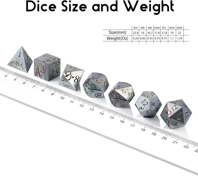 DNDND Rainbow Flower Metal Dice Set, 7 PCS Metallic Flowers DND Dice with Gorgeous Gift Case for D&D Dungeons and Dragon Tabletop Game (Rainbow Flowers)