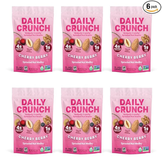 Daily Crunch, Zero Seed Oils, Gluten Free, 4oz (6 Pack, Cherry Berry)