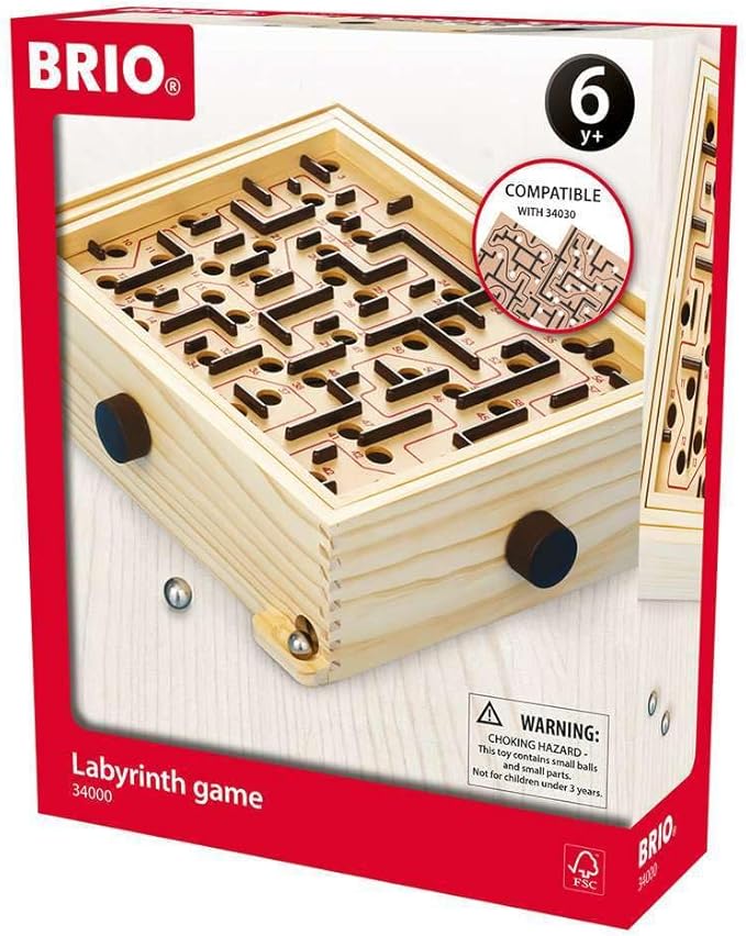 BRIO 34000 Labyrinth Game - Classic Mind-Challenging Maze | Enhances Concentration and Coordination | Perfect for Kids Age 6 and Up | Over 3 Million Units Sold